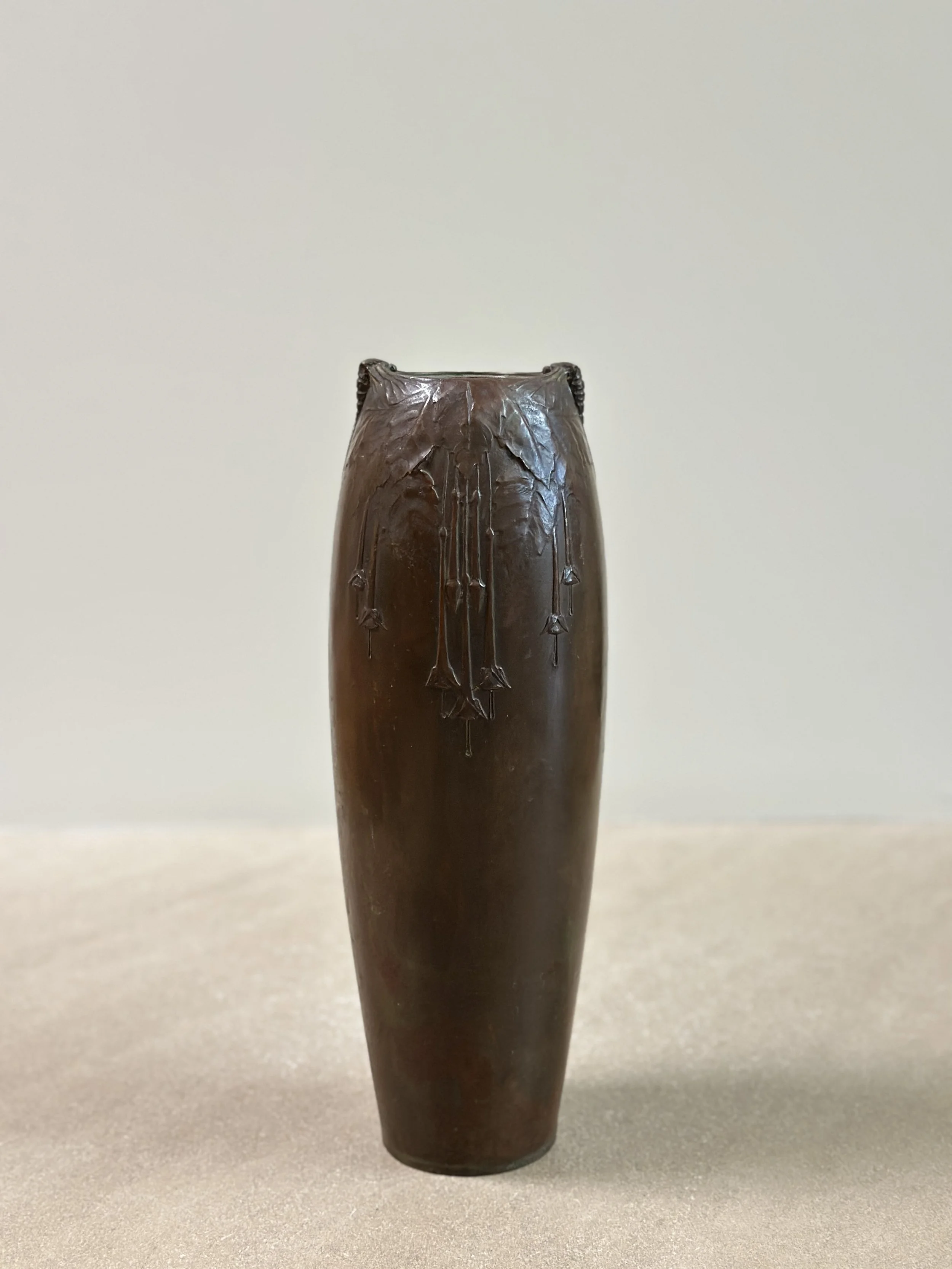 Tall Bronze Vase by Emy Wahlström & Hugo Elmqvist, Swedenc. 1900, Signed