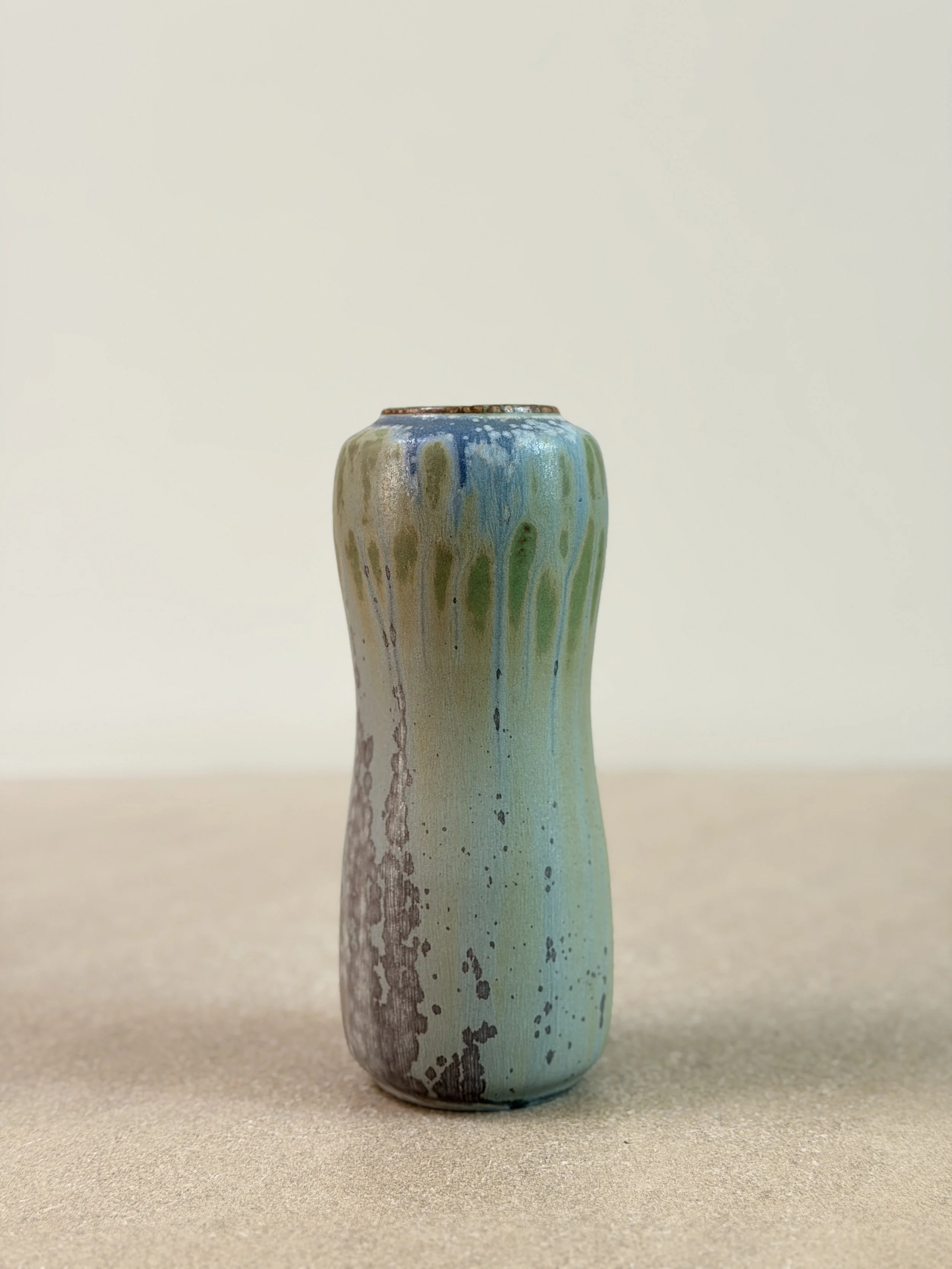 Aqua Stoneware Vase by Arne Bang, Denmark 1930s