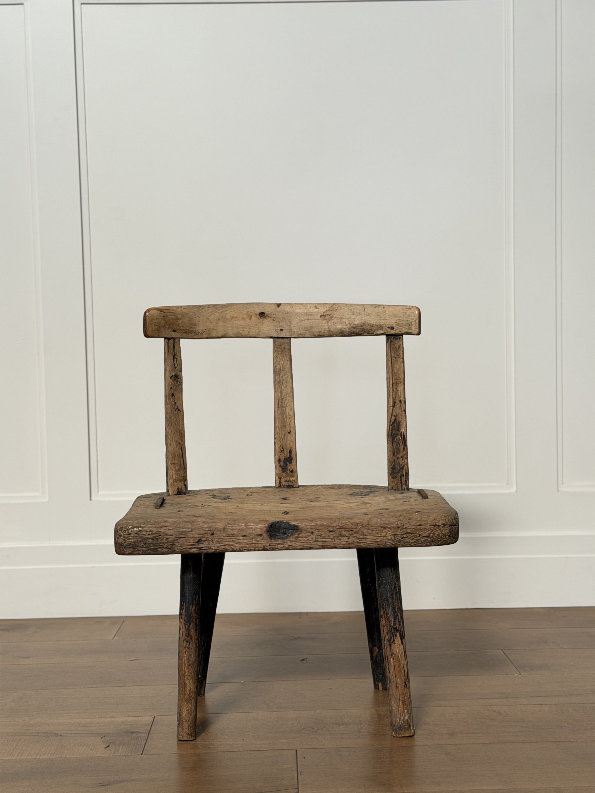 Large Swedish Folk Art Chair with Iron Fittings c 1800
