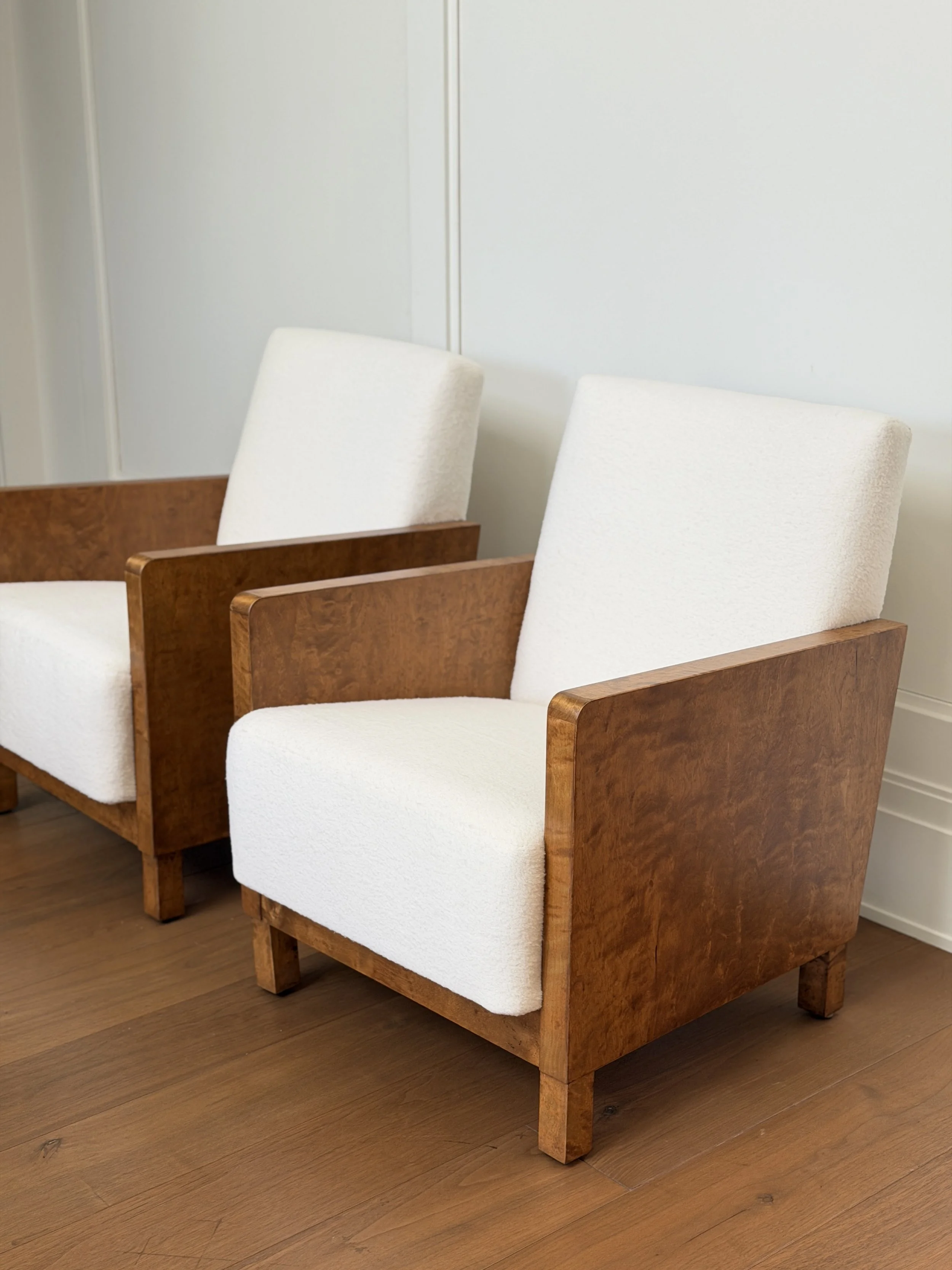 Burl Wood Arm Chairs by Axel Larsson, Sweden
