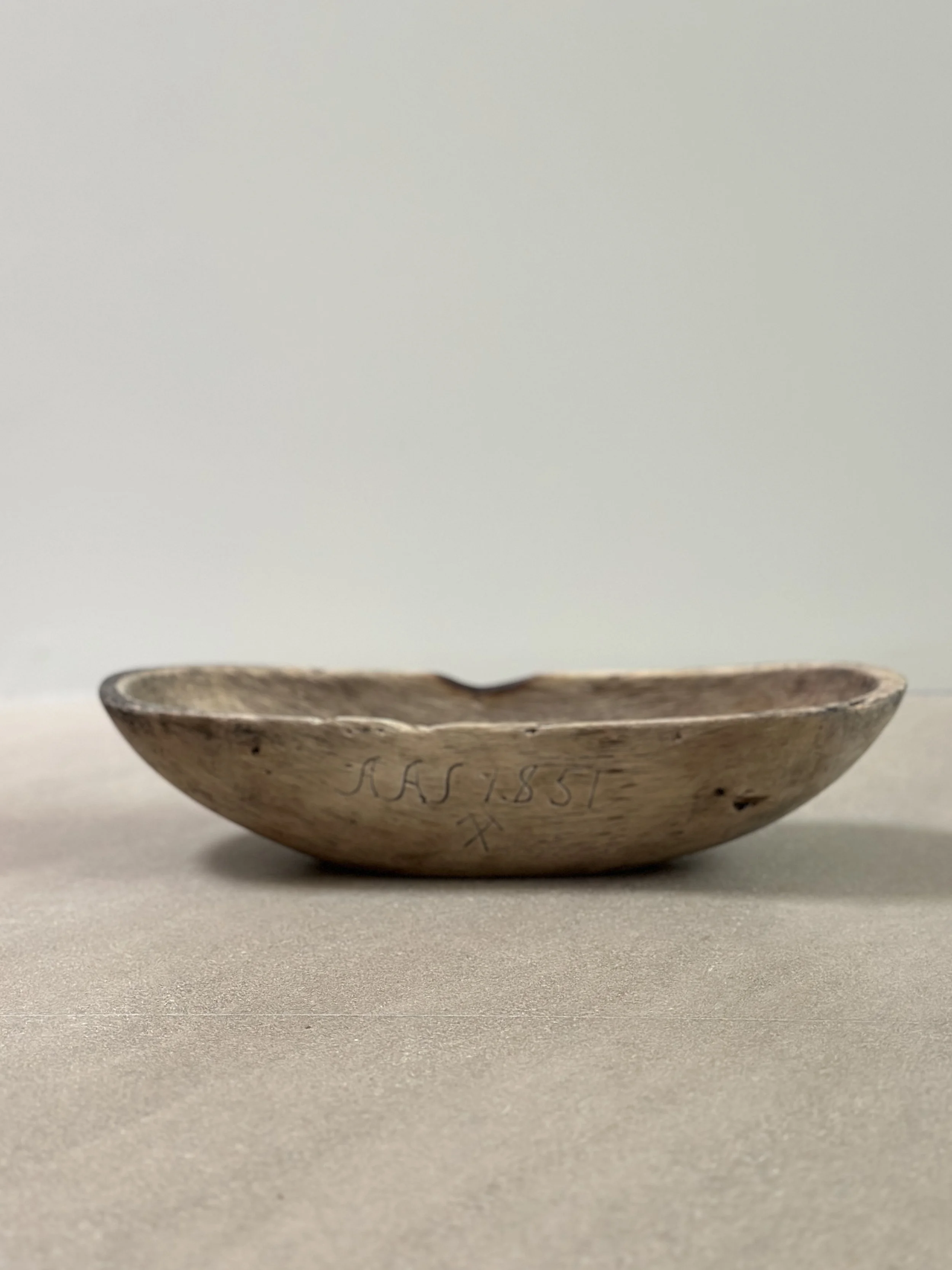 Long Swedish Root Bowl Signed & Dated 1851