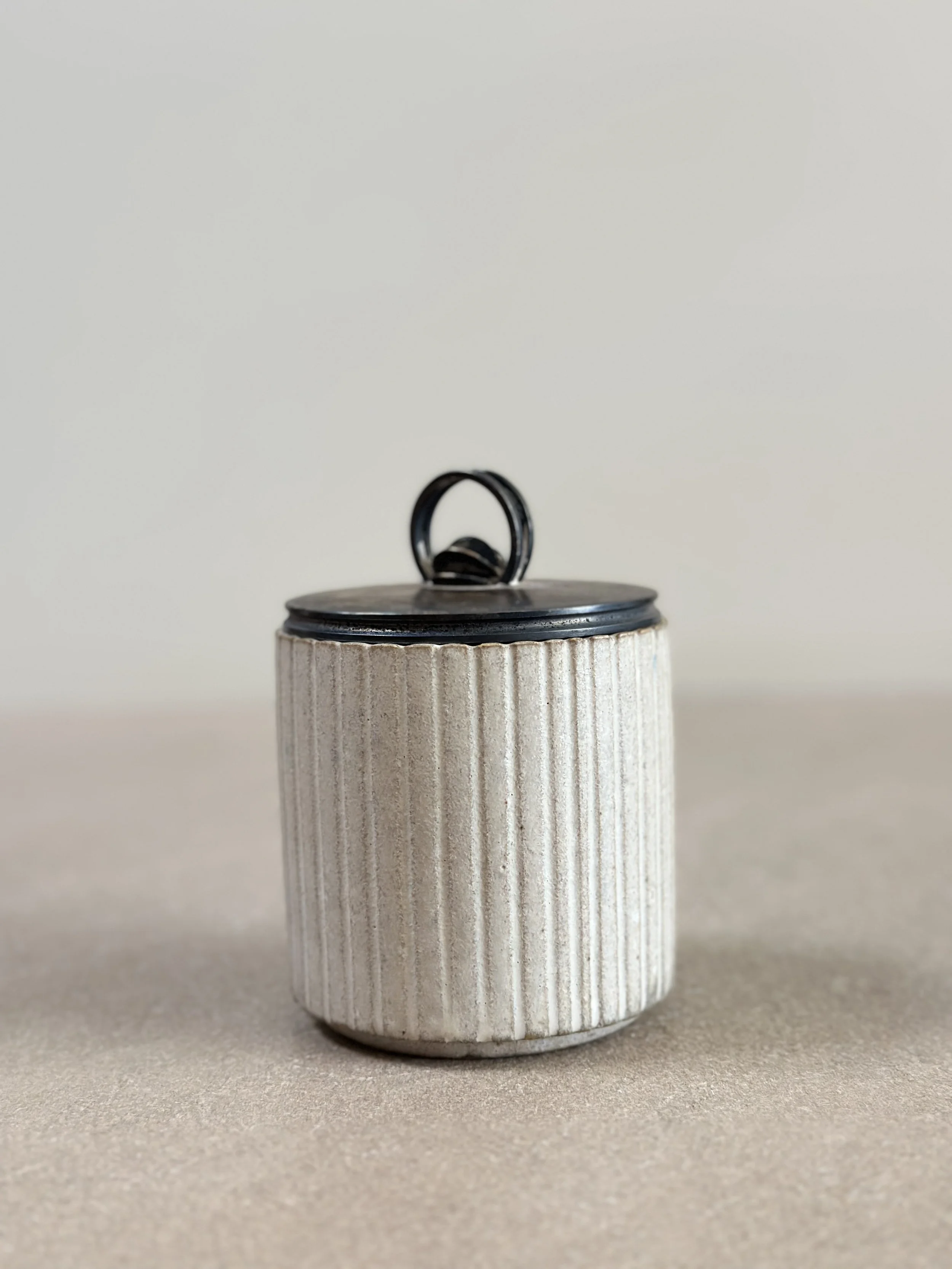 Ceramic Jar with Bronze Lid by Arne Bang, Denmark 1930s