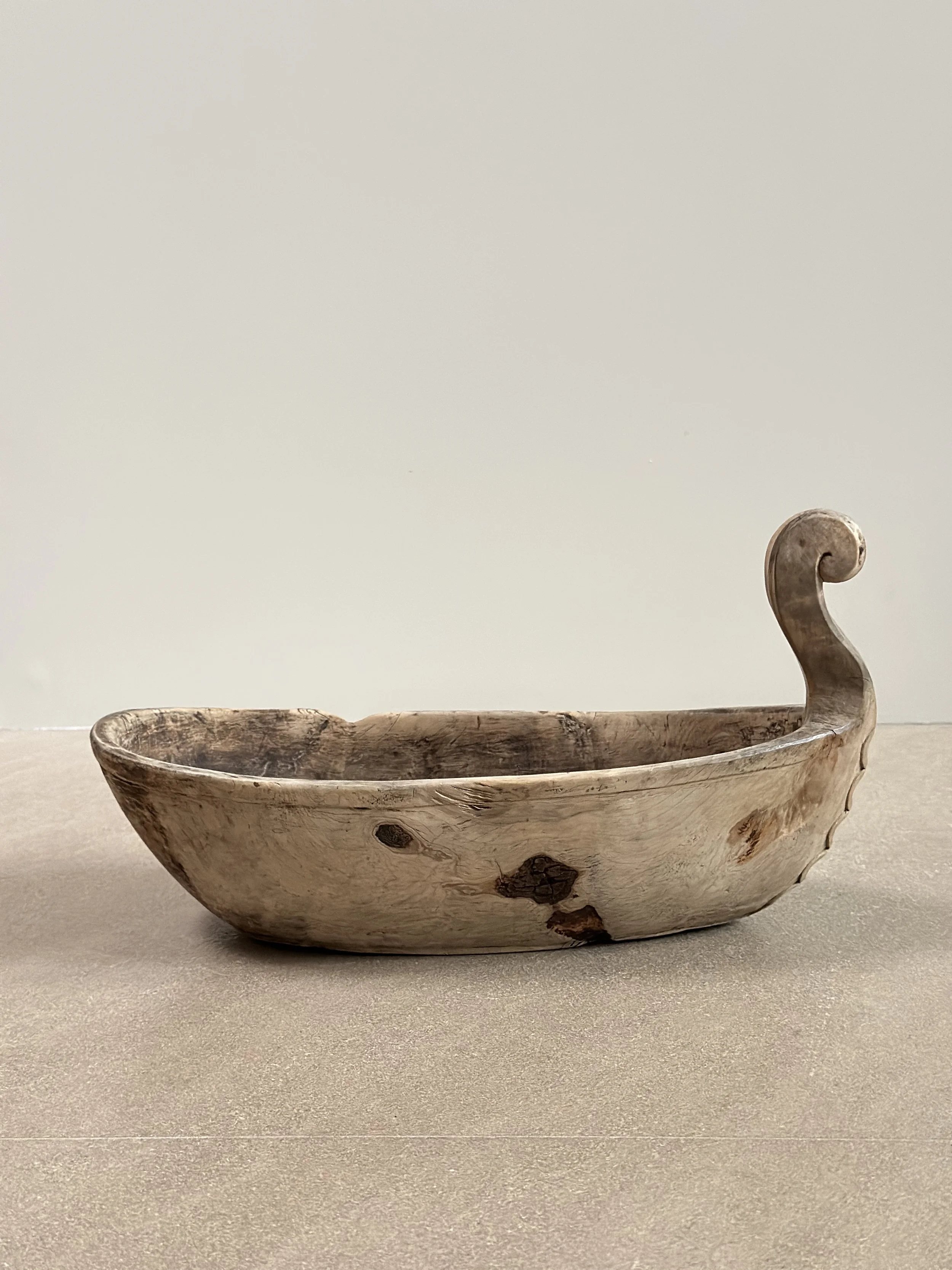 Rare Carved Swedish Bowl with Handle (Signed and Dated 1842)