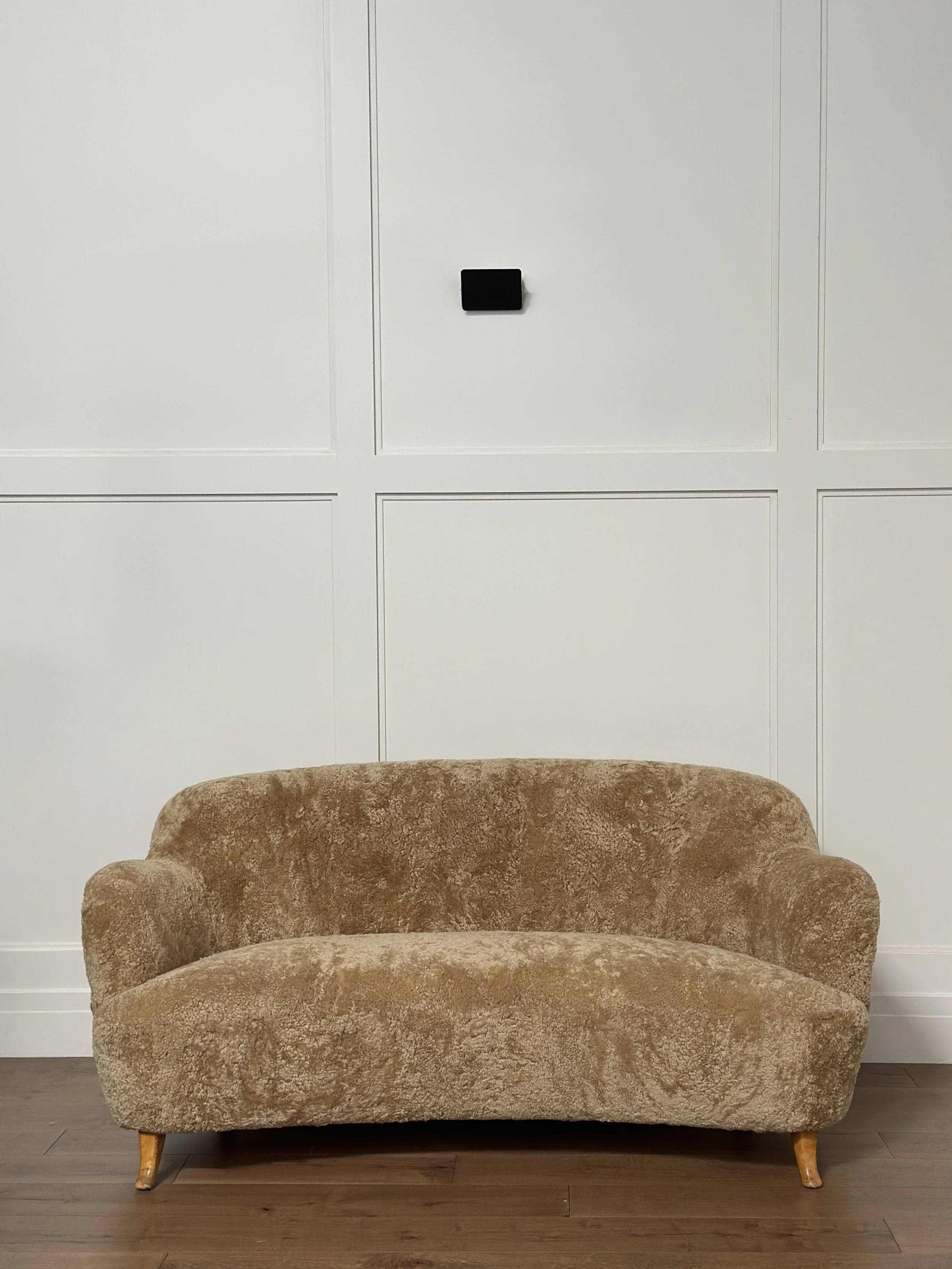 Swedish Modern Sofa Upholstered in Shearling, Sweden 1950s