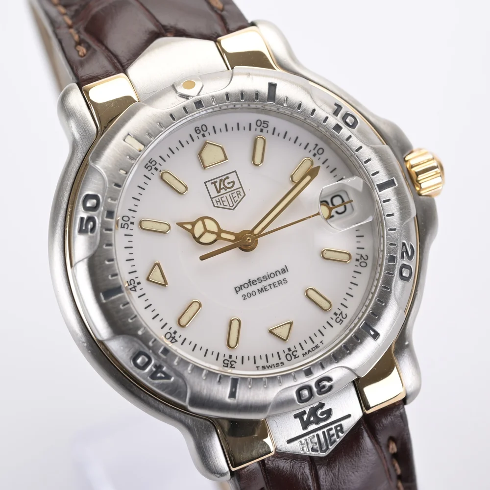 TAG Heuer 6000 WH1151-K1 White Dial 18k & Steel 38mm Men's Watch