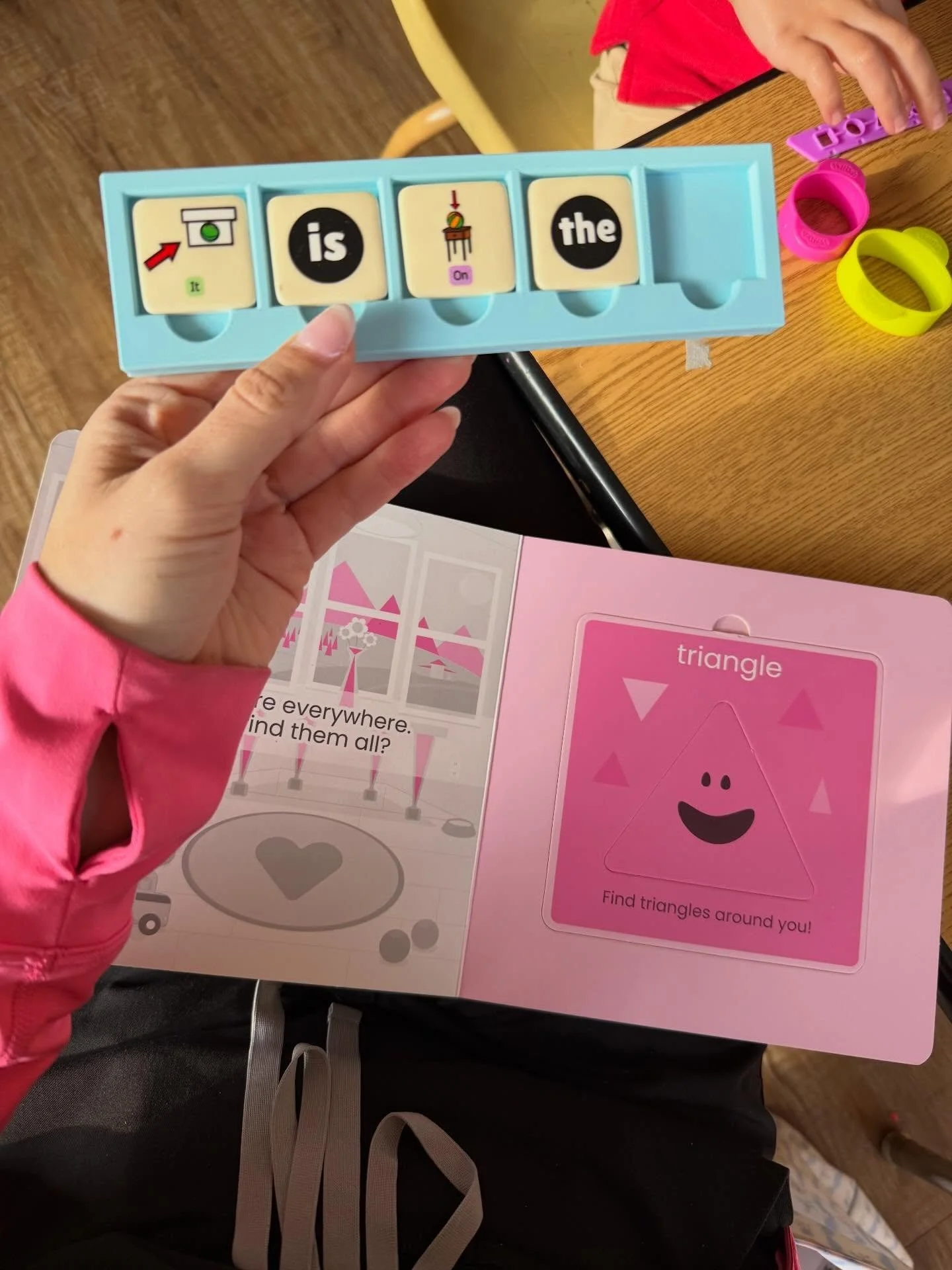 We are working on building some phrases with tactile and visual support. Books are a great way to work on simple comprehension and I use them in almost every early intervention session 📖