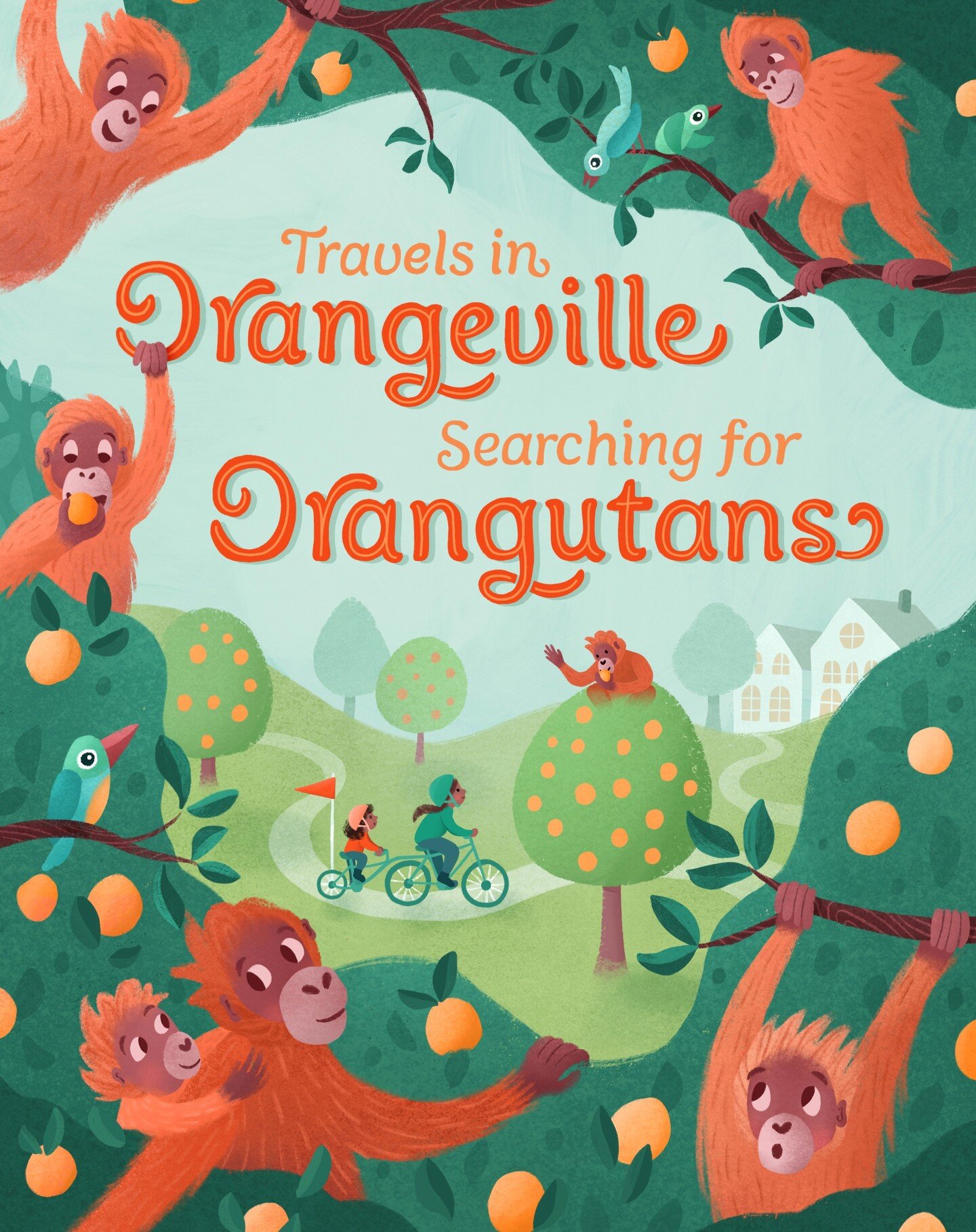 Hi! How's your week going? Here's the finished book cover design for this month's @makeartthatsells assignment. I really enjoyed this one and will be drawing more Orangutans for sure! 

#kidlitartist #kidlitillustration #bookcoverdesign #handletterin