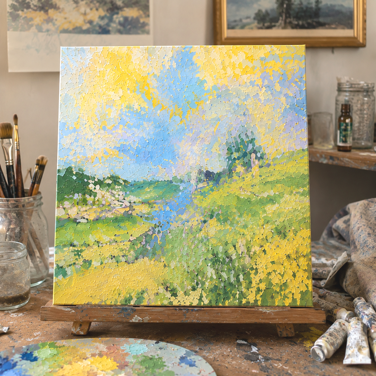 Oil Painting Abstract Impressionist Garden August 4th