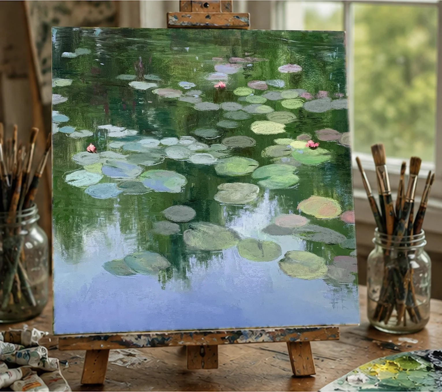 Oil Painting - Lily Pond Sept 1st