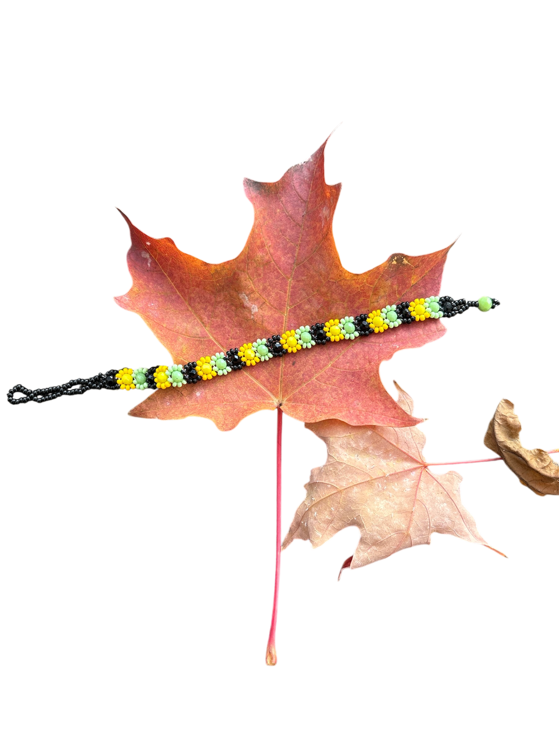 Beaded Stacked Flowers Bracelet