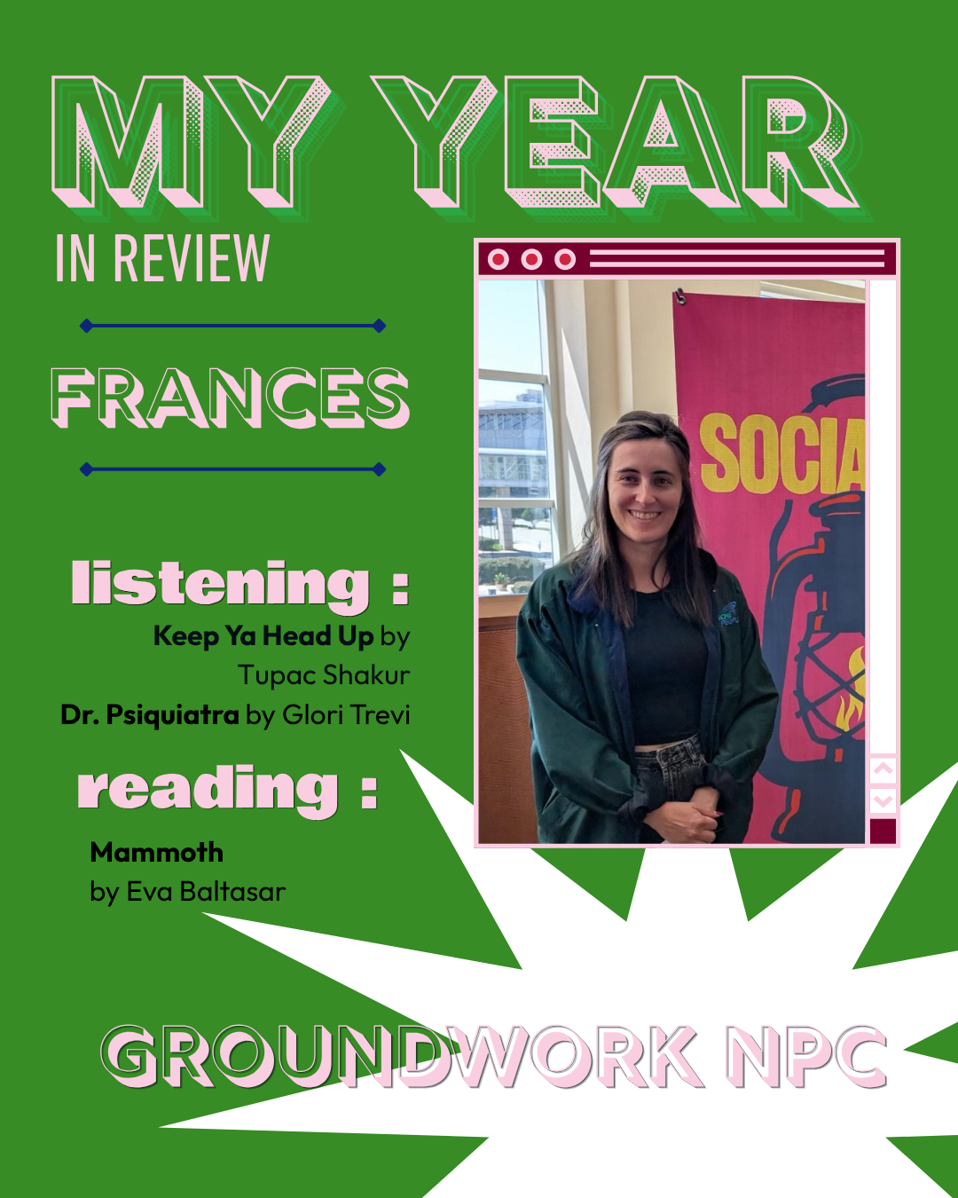 Groundwork NPC Reflections on One Year: Frances G.