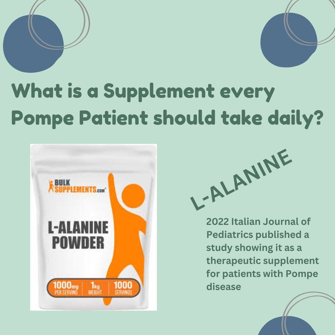 💪 Considering alanine supplementation? Alanine is an important amino acid that plays several roles in the body, including supporting muscle function and energy production. In the context of neuromuscular diseases, such as Pompe disease, alanine supp