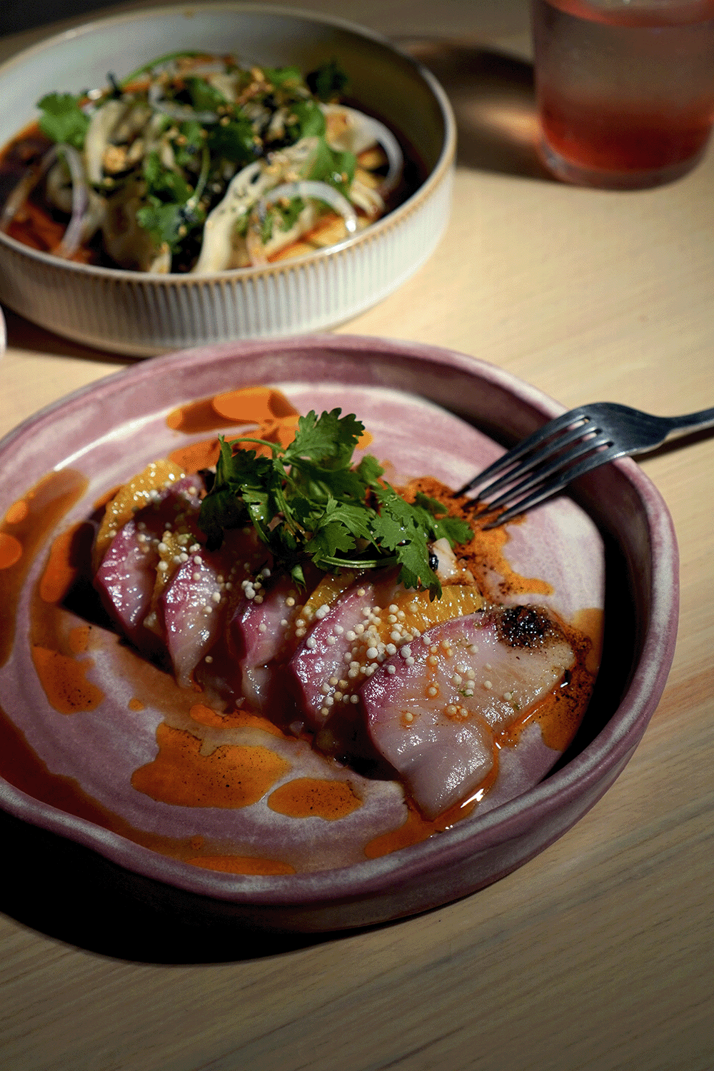 citrus crudo yellowtail sashimi appetizer