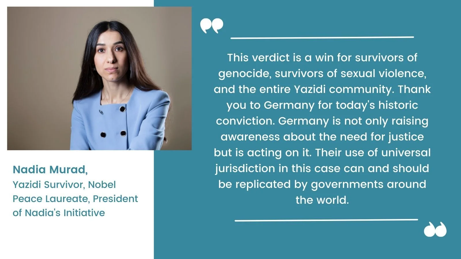Statement by Nadia Murad and Amal Clooney on First ISIS Conviction for Genocide