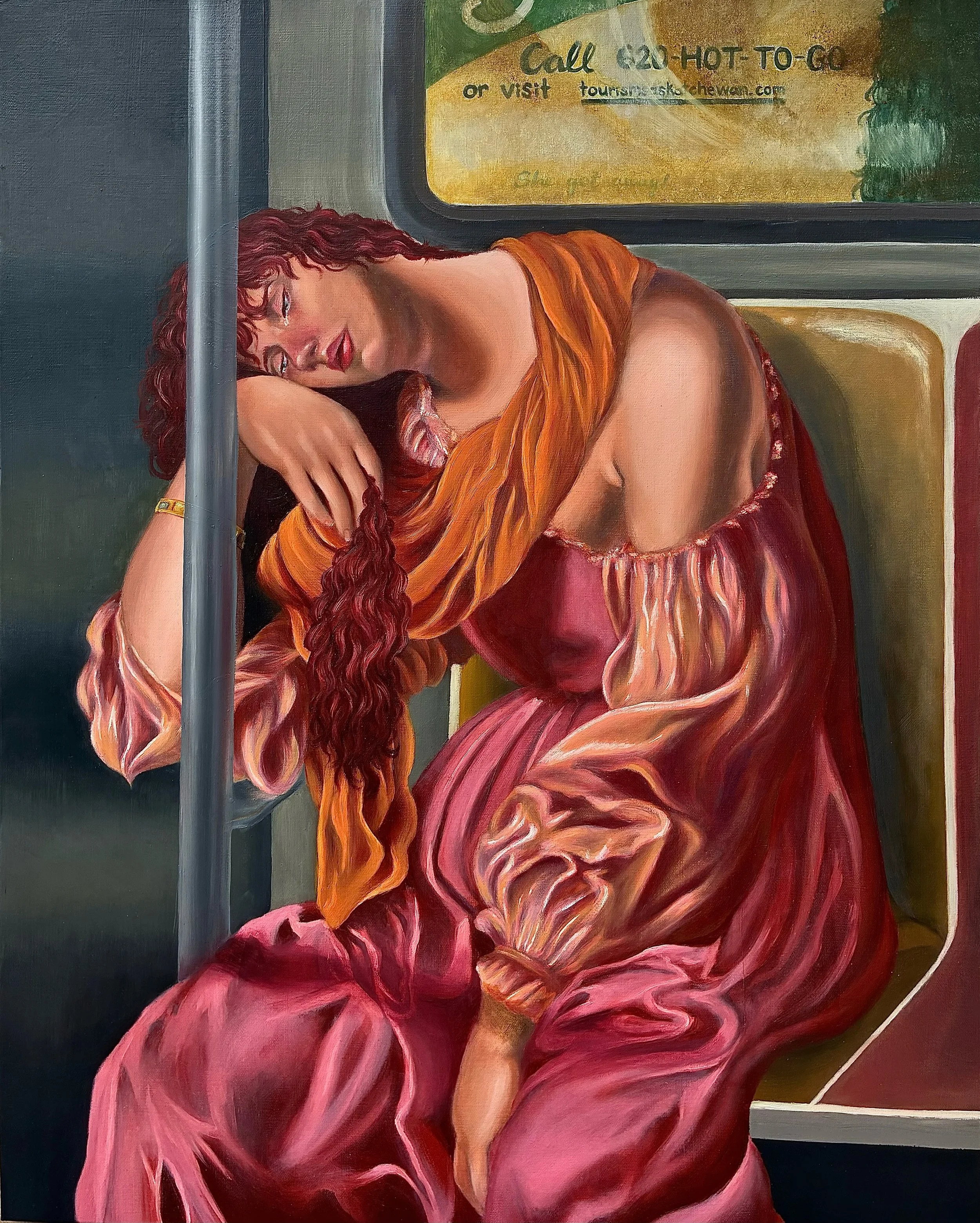 &ldquo;Penitent Chappell Roan&rdquo; (Subway), Oil on Canvas

Based on &ldquo;Penitent Mary Magdalene&rdquo; by Artemisia Gentileschi located at the @kimbellartmuseum , I painted @chappellroan on the subway 🧡 
I was heavily inspired by this painting