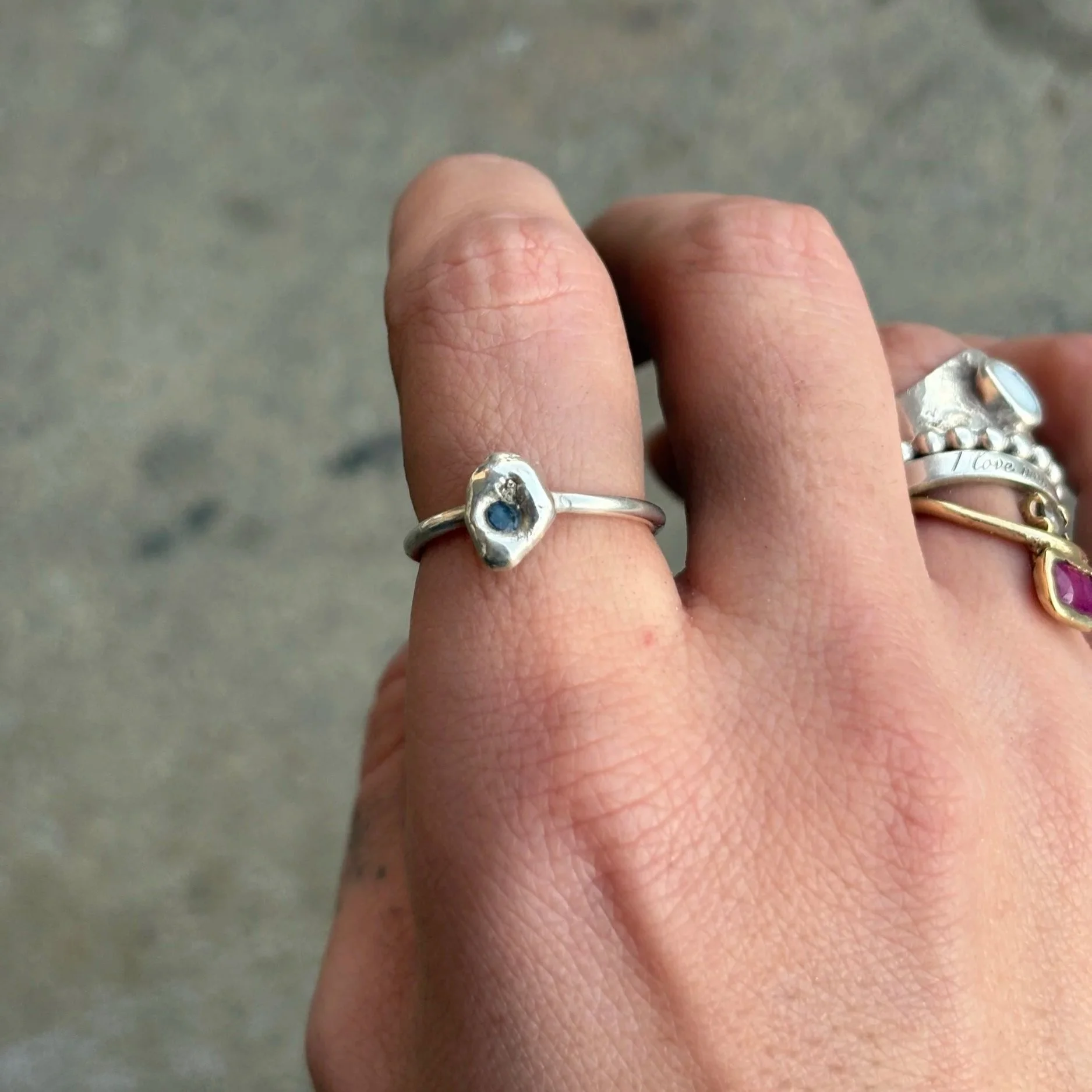Dainty Sapphire Blob Ring