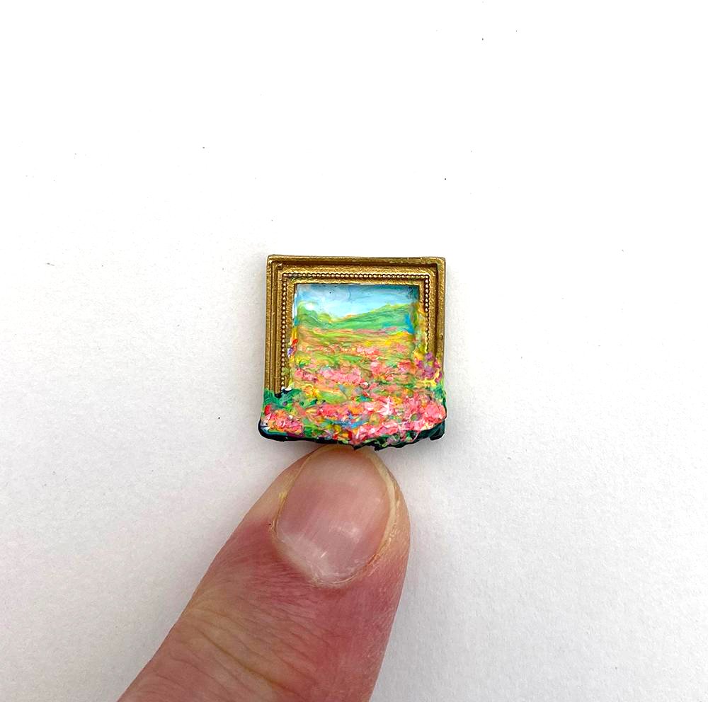 Pink Field, 2023. Acrylic on wood. .75x.75 inch.