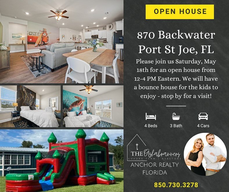 ⚓️ OPEN HOUSE SATURDAY MAY 18 ⚓️ 
Come check out this beautiful WindMark home that just dropped by $20k to $570k! Bring the kiddos and let them enjoy this giant bounce house while you tour. Can&rsquo;t wait to see you there from 12-4 pm eastern time!