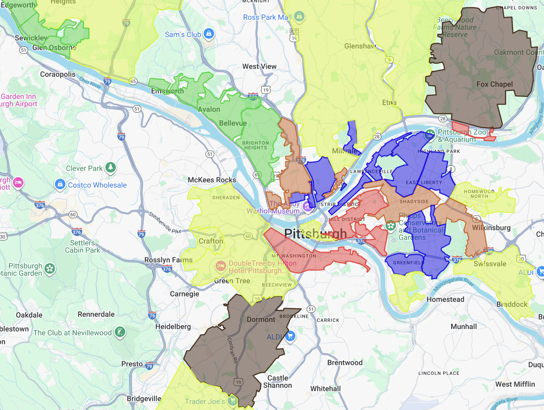 Map of Compostables Collection Service Areas