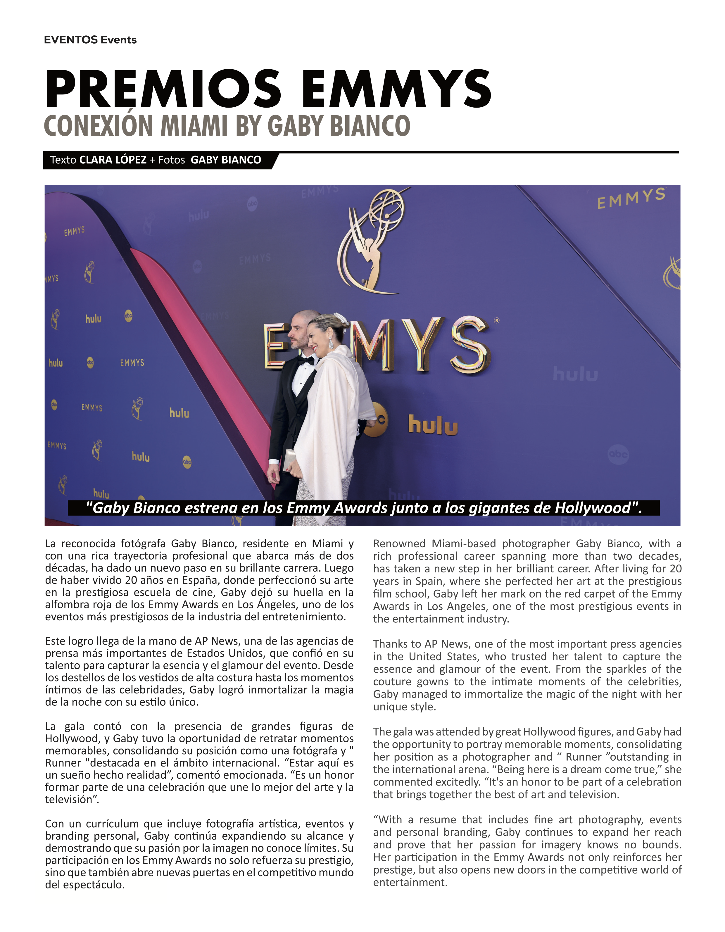 Gaby Bianco arrives at The 76th Primetime Emmy Awards on Sunday, Sept. 15, 2024, at the Peacock Theater in Los Angeles. - 2Q Magazine Number 21 (2025)