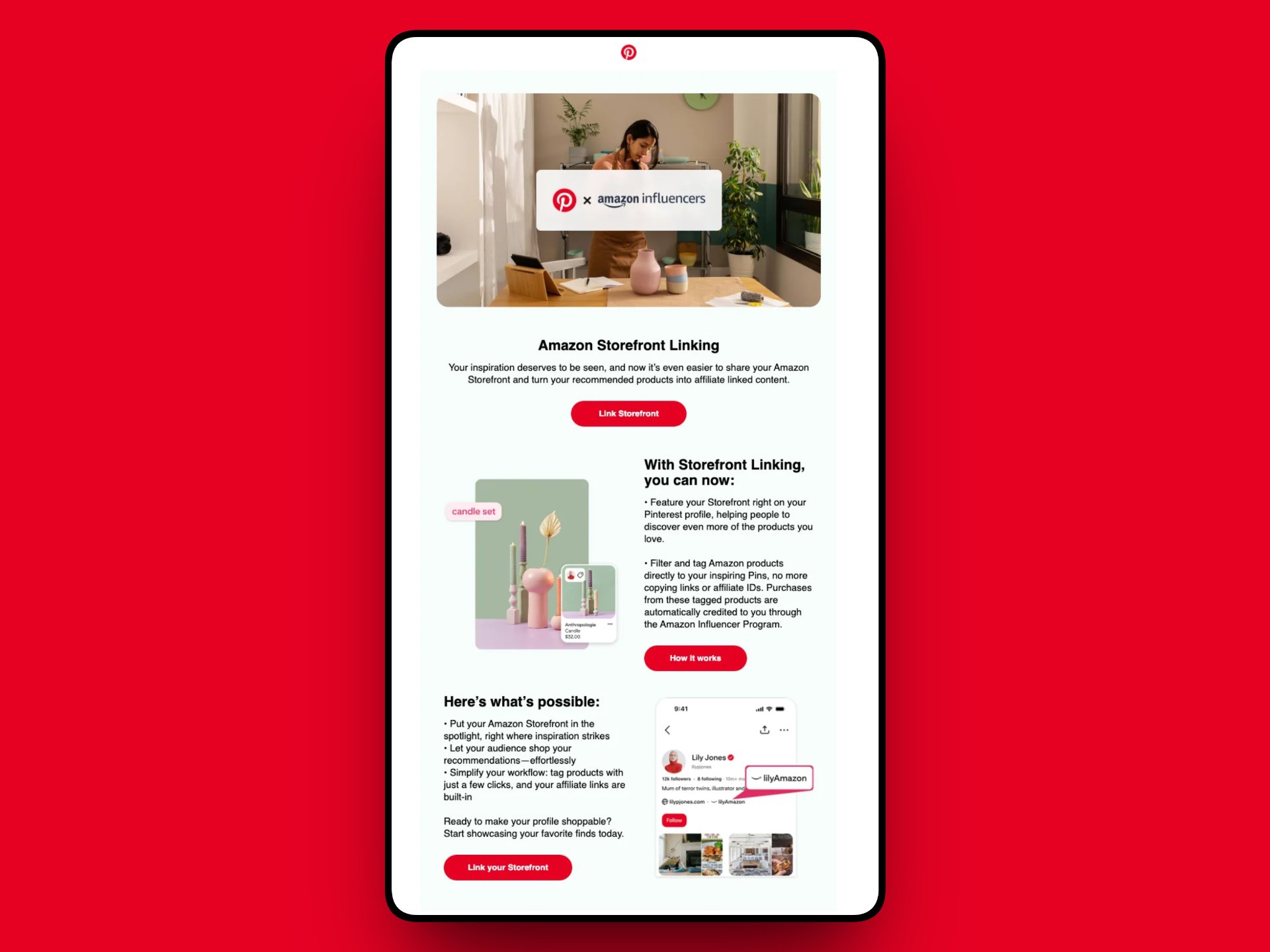 Pinterest and Amazon Influencers Storefront Integration