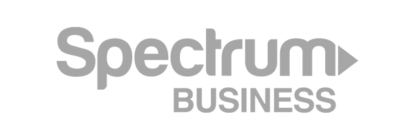 Spectrum Business logo with text in gray on a black background.