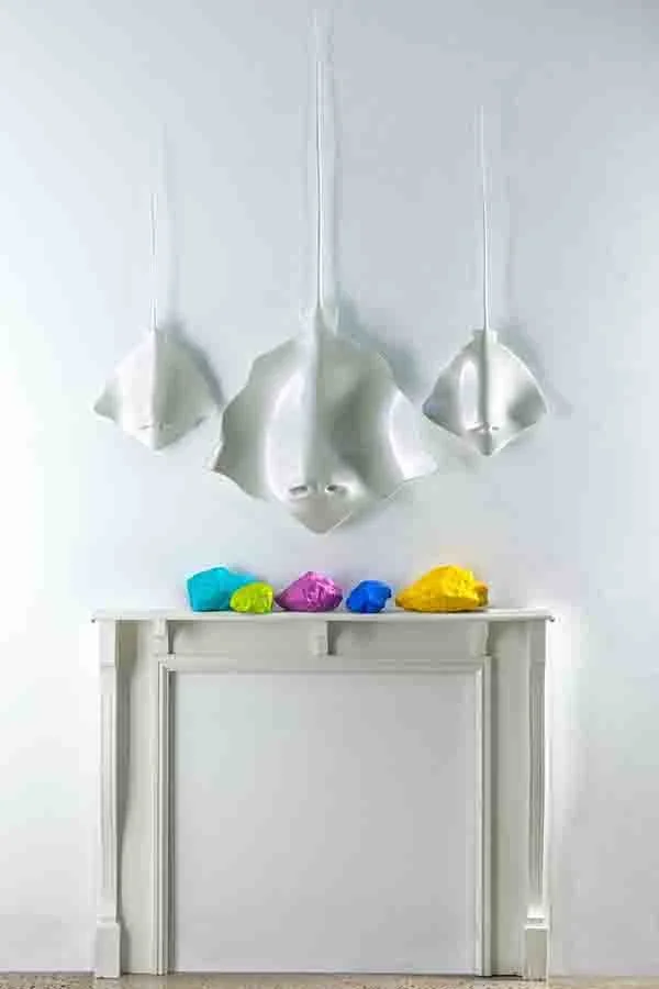 Tall ship sirens III 2024 fibreglass, automative paint, rocks, oxides, 2 pac steel 175x120cm FW22730 SOLD