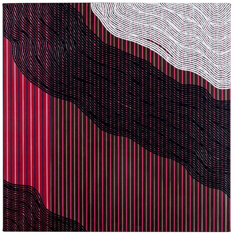 Joanne Currie Nalingu & Michael Eather, 'Cross currents,' 2025, acrylic on canvas, 100x100cm 
