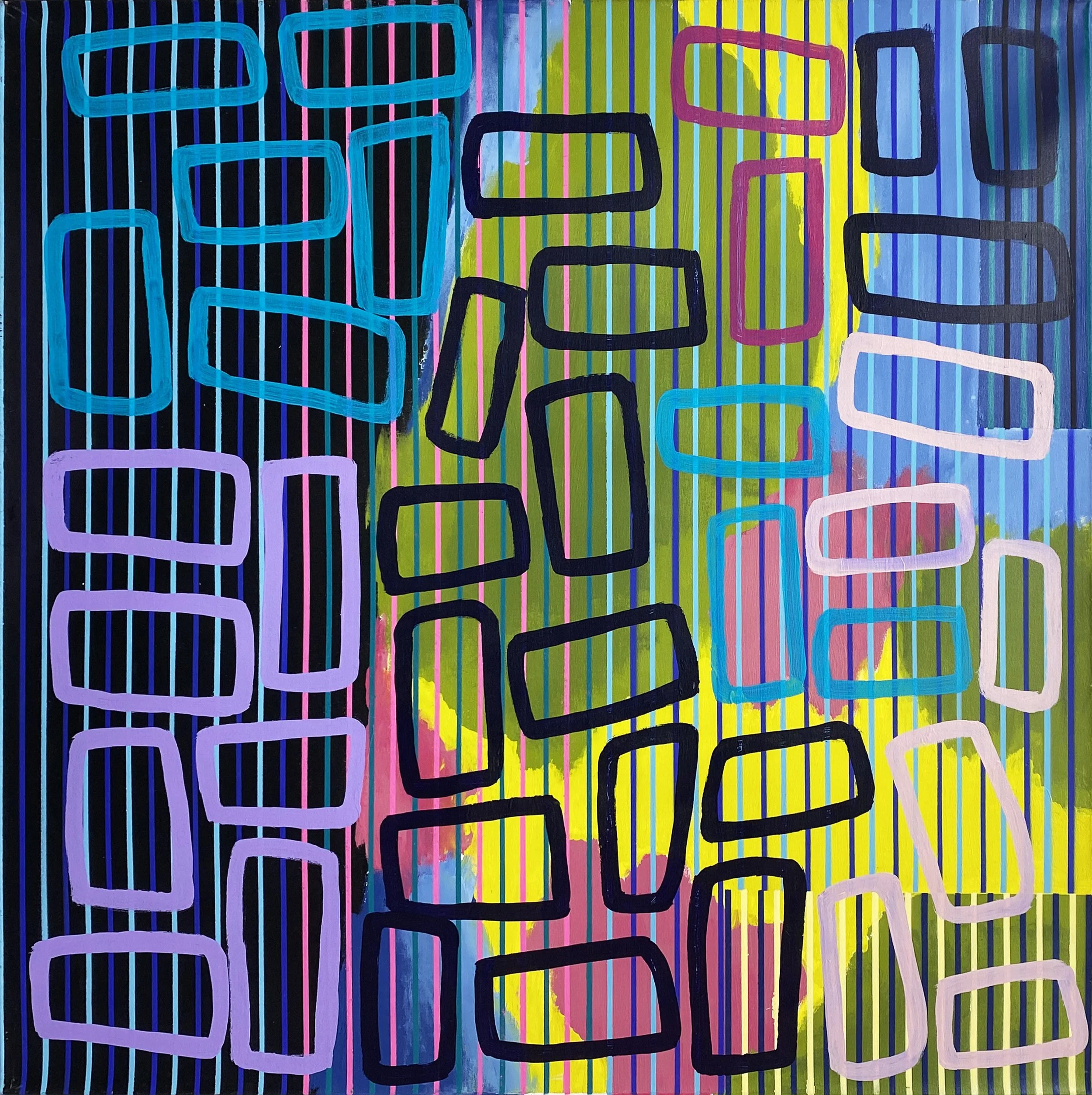 Kumanjayi (Walala) Tjapaltjarri & Michael Eather, 'We are still creating ourselves VI,' 2025, acrylic on canvas, 100x100cm 