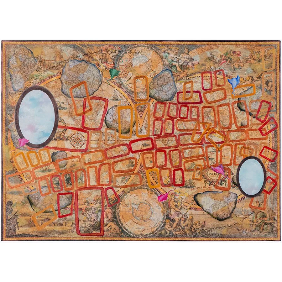 Kumanjayi (Walala) Tjapaltjarri & Michael Eather, 'We are still creating ourselves I', 2026, archival inks, shellac & acrylic on canvas, 107x150cm 
Finalist in the Mandorla Art Prize 2026
