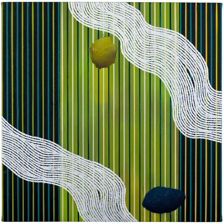 Joanne Currie Nalingu & Michael Eather, 'Flow Time (Hinterland),' 2024, acrylic on canvas, 75x75cm 