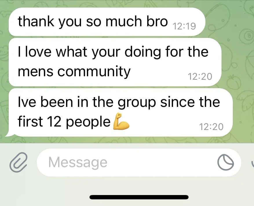 I love getting messages like this from the men in my group 🔥