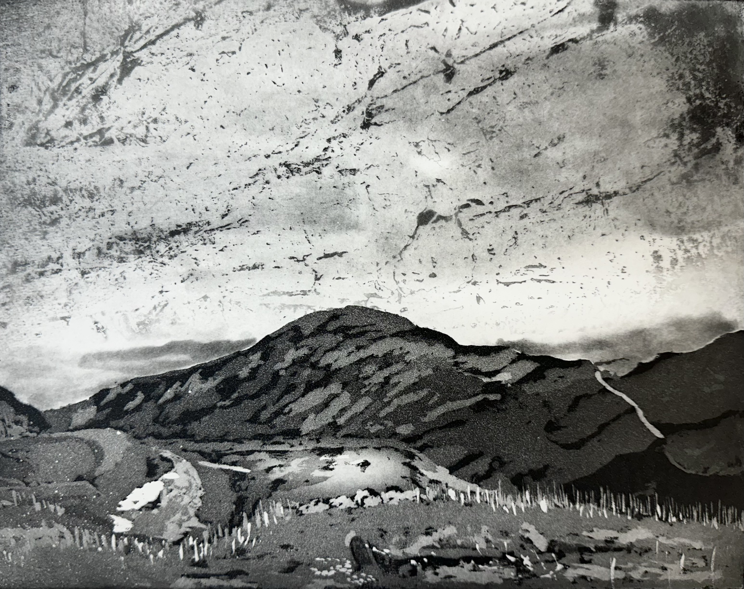 The Veiw Beyond Trefil, Etching, 29 x 24cm, 2026