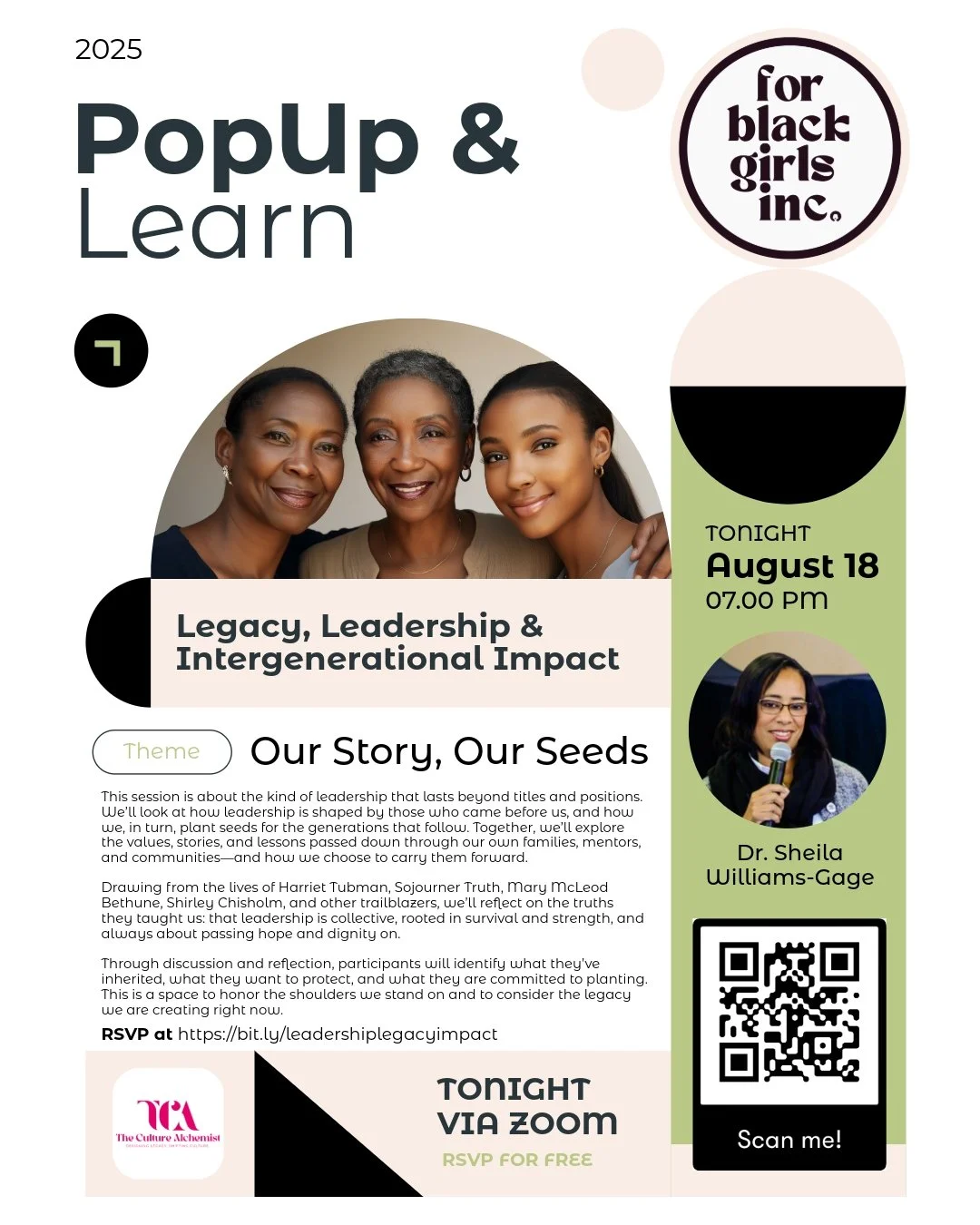 🌱 Tonight at 7 PM ET 🌱

We&rsquo;re opening up a special session from our UnShrink &amp; Lead&trade; program to the public:
Legacy Leadership &amp; Intergenerational Impact: Our Story, Our Seeds

This is a space to reflect on:
✨ What we&rsquo;ve in