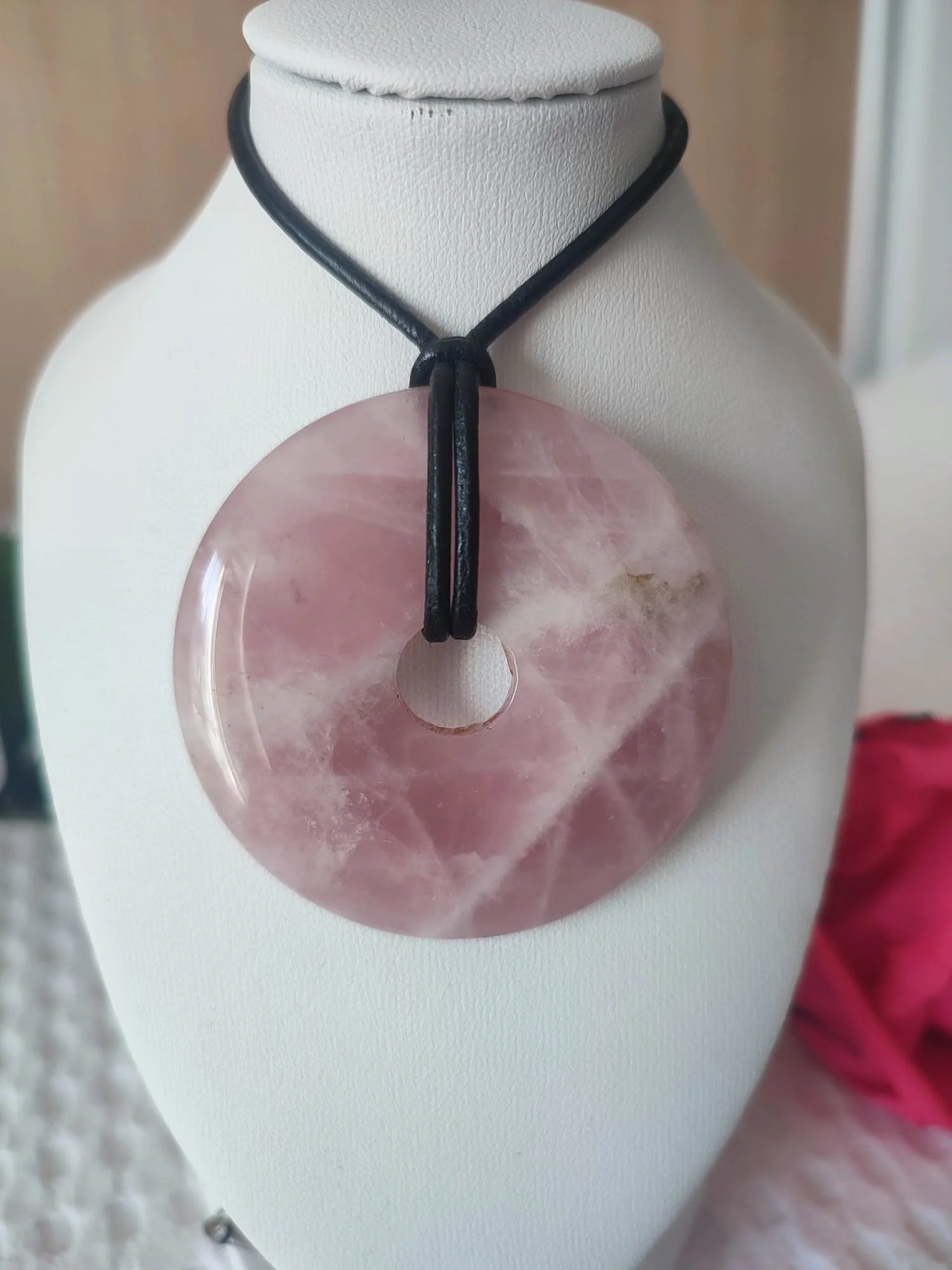 Pendentif donut Quartz  Rose