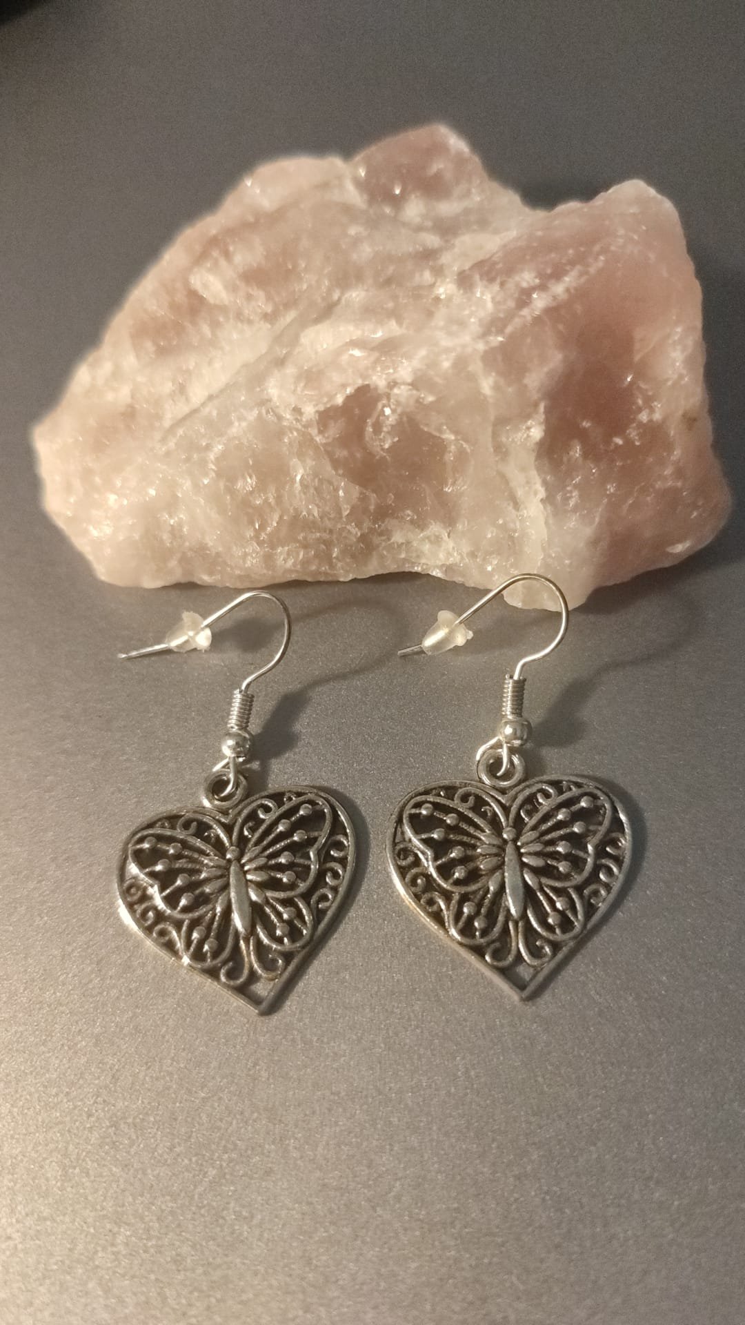 Boucle d'oreille coeur et papillon