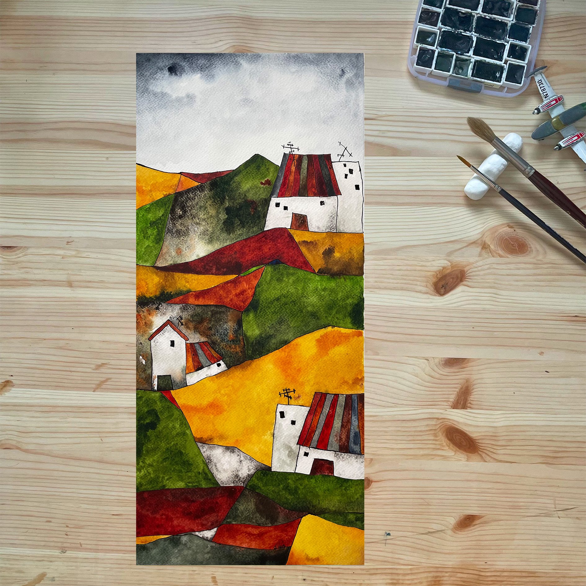 In Between (2022)
Watercolor on paper 21x48 cm