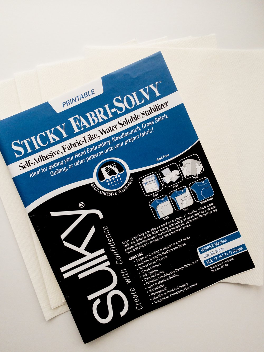 Stick and Stitch/sulky Sticky Printable Water Soluble Stabilizer for