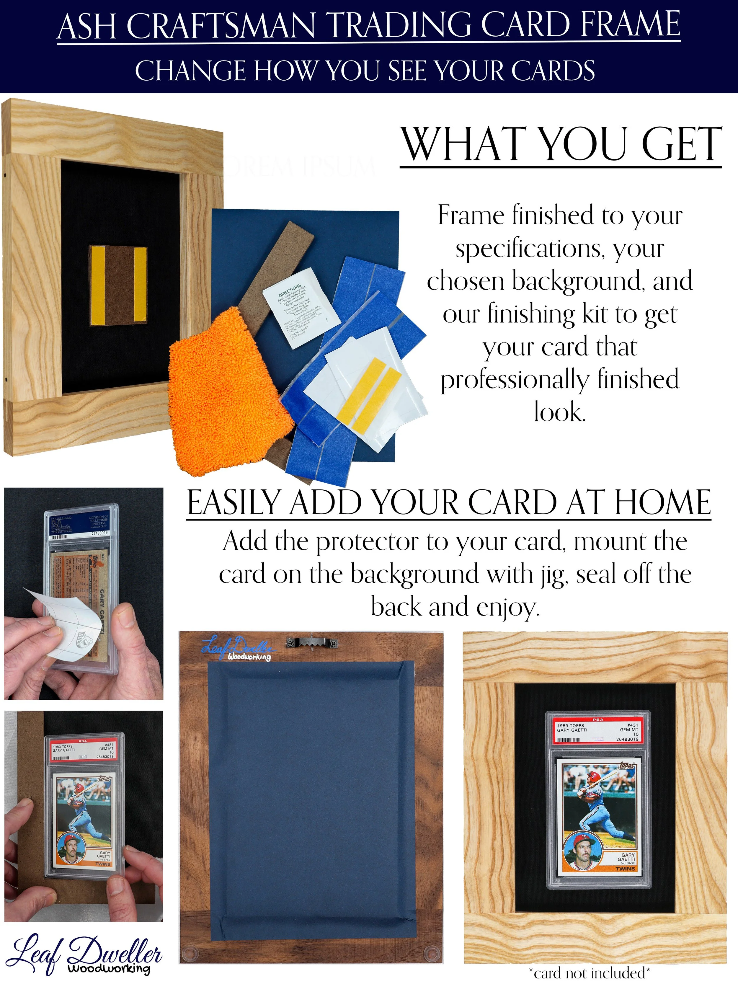 Ash Custom CraftsmanTrading Card Frame, Easily add Your Slabbed or Raw Cards - Leaf Dweller Woodworking.jpg