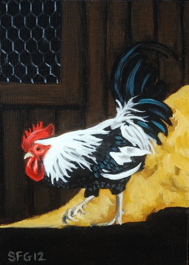 Silver Dorking Rooster - 3x5 Oil on Panel - SFG 2012.jpg