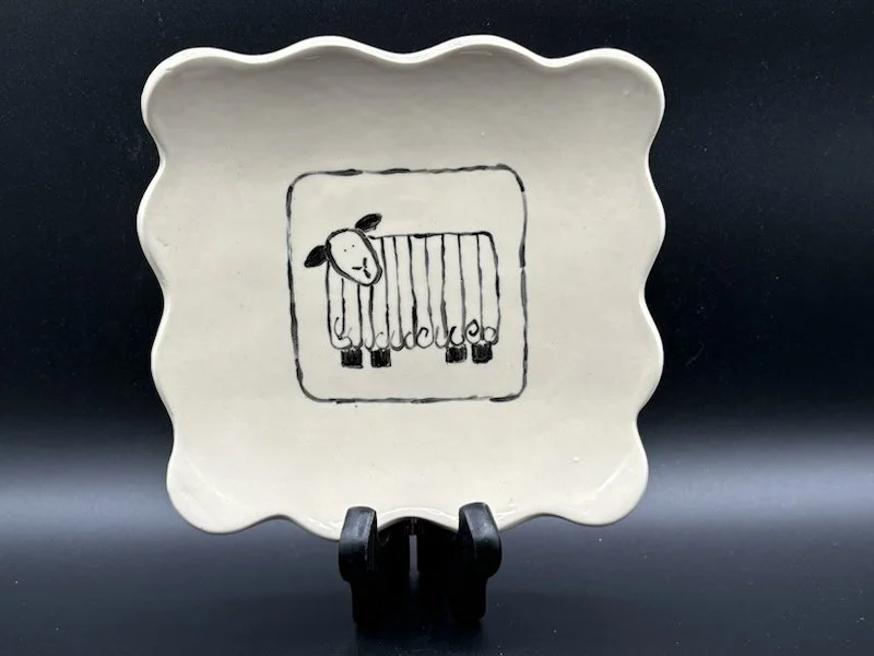 Curly haired sheep dessert plate