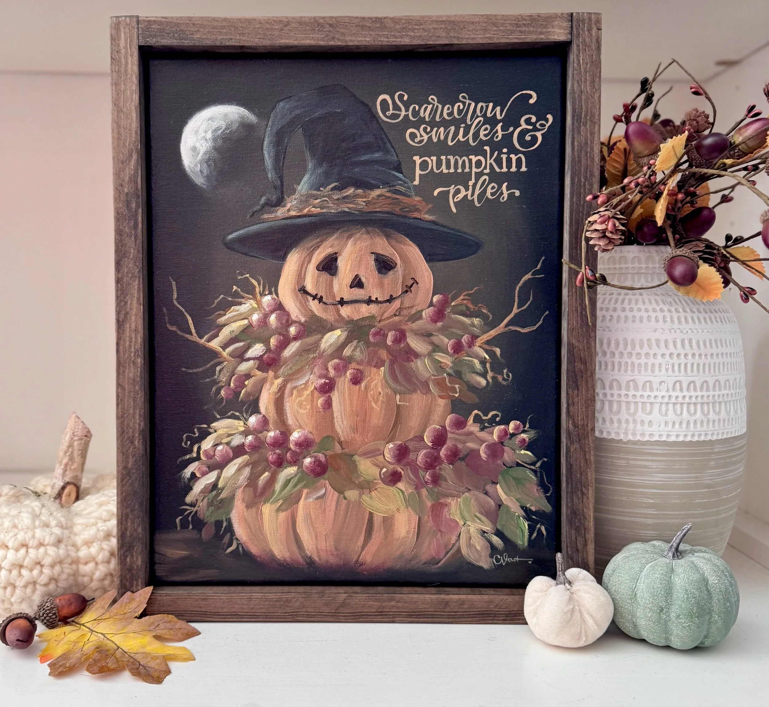 Scarecrow Smiles, Framed Art on Canvas