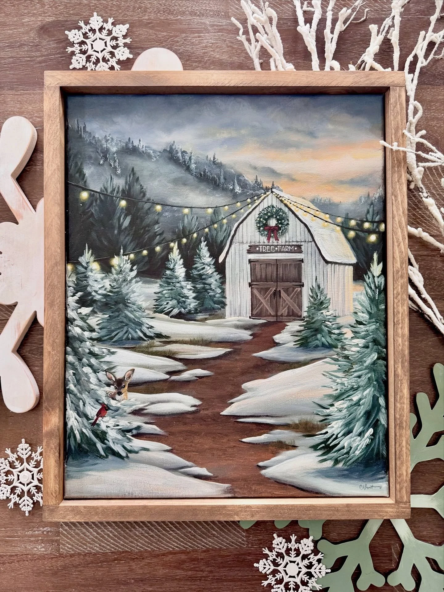 Let’s do this!! Over the next few days I’ll be sharing the new Christmas Collection for this year, starting with my sweet Christmas Tree Farm…. All of the traditional, quaint, moody holiday feels were poured into this piece, and I