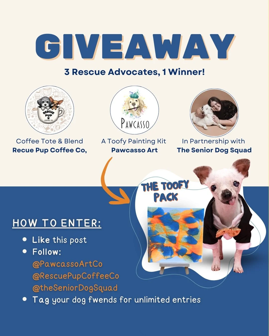 ✨ GIVEAWAY TIME ✨

In honor of Random Acts of Kindness Day we teamed up with @rescuepupcoffeeco and in partnership with @theseniordogsquad to spoil one lucky pup and their human 🐾

Because joy should go both ways.

How to enter: ➡️Like this post ➡️F