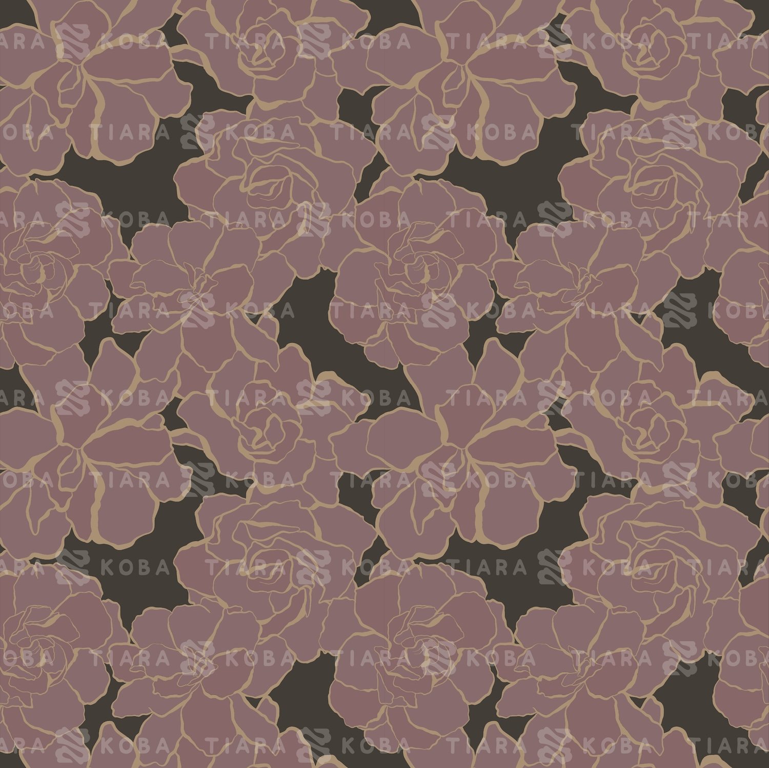Charcoal - Gardenia Surface Pattern Digital File