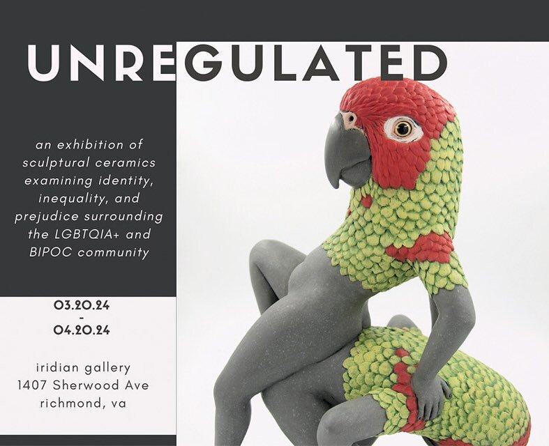 We are thrilled to present a new exhibition, opening this week in conjunction with the @nceca conference in Richmond. Our public reception is this Friday, March 22 5:30-9pm. 
UNREGULATED 
Co-Curated by Debbie Quick &amp; Mac McCusker
This group exhib