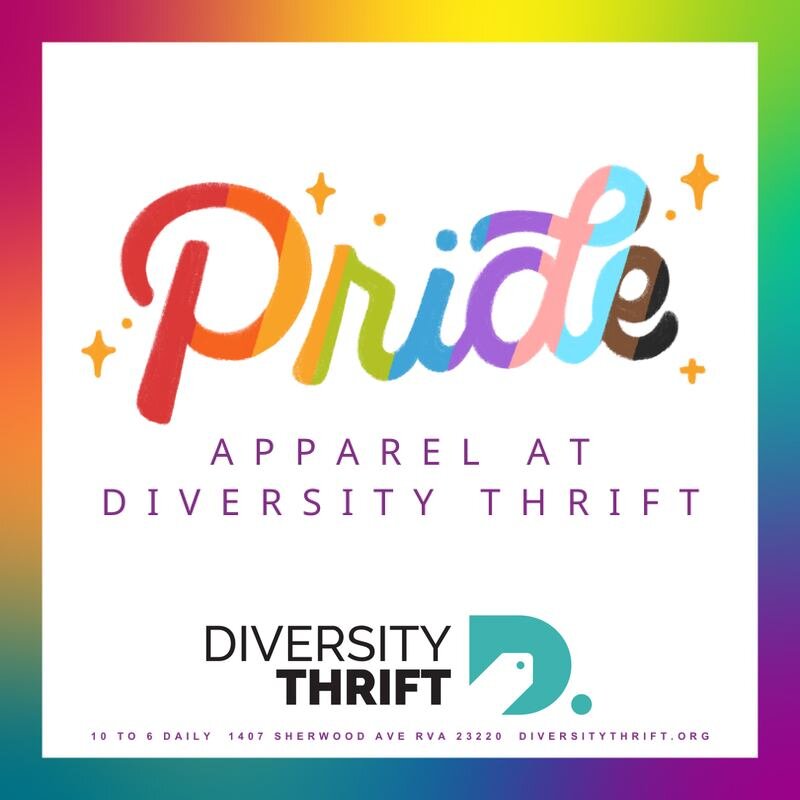 Be sure to check out our Pride wear on your next visit to Diversity Thrift!
&quot;Pride is our Power&quot; tees are $10 or 2 for $16
Rainbow rollup jeans $5.95
Rainbow rollup shorts $4.95
Pride Bunny polo shirt or t-shirt $4.95
Pride Bunny tank $4.95