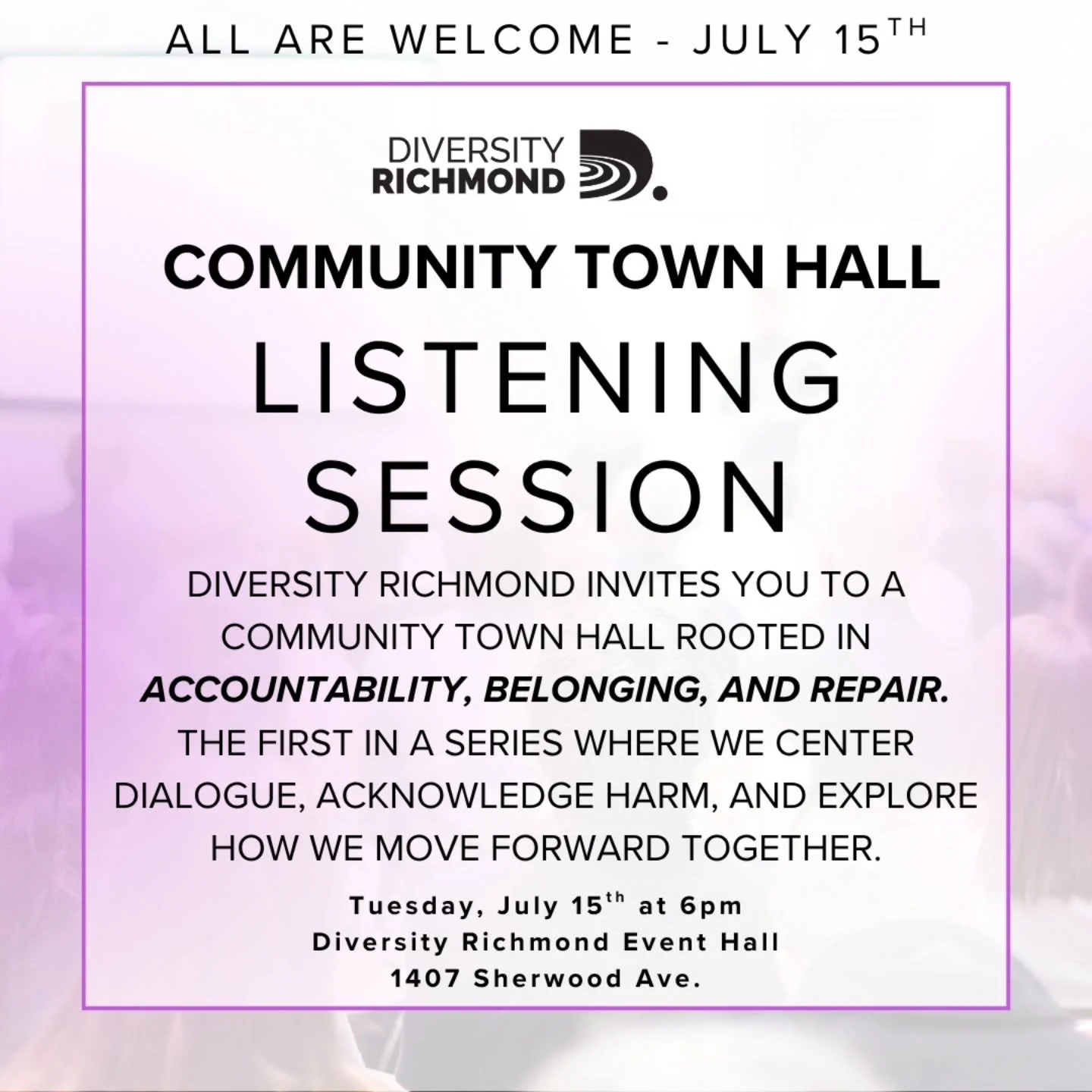 ✨️This moment calls for more than statements. It calls for presence. We are creating the space to listen. 

📝Share your questions ahead of time by filling out the survey. 

🔗Link in bio.

Diversity Richmond invites you to a community town hall root