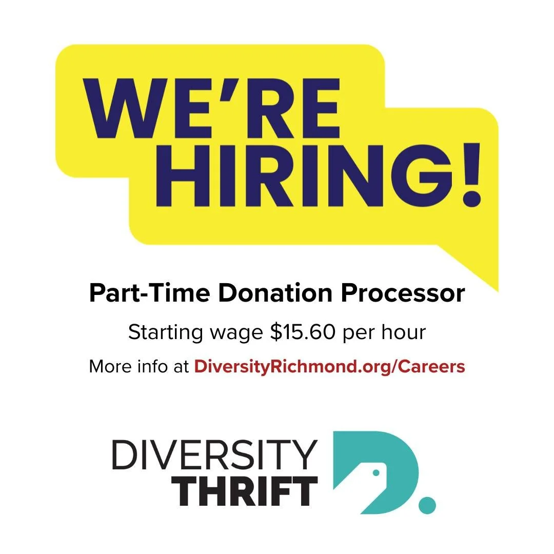 ✨ Join the Diversity Thrift Team! ✨
We&rsquo;re looking for a Part-Time Donation Processor to help us handle all the amazing treasures coming through our doors! 🛋️📦
The Details:
🗓️ Shift: Sun, Mon, &amp; Tue (10am &ndash; 6pm)
💰 Starting Wage: $1