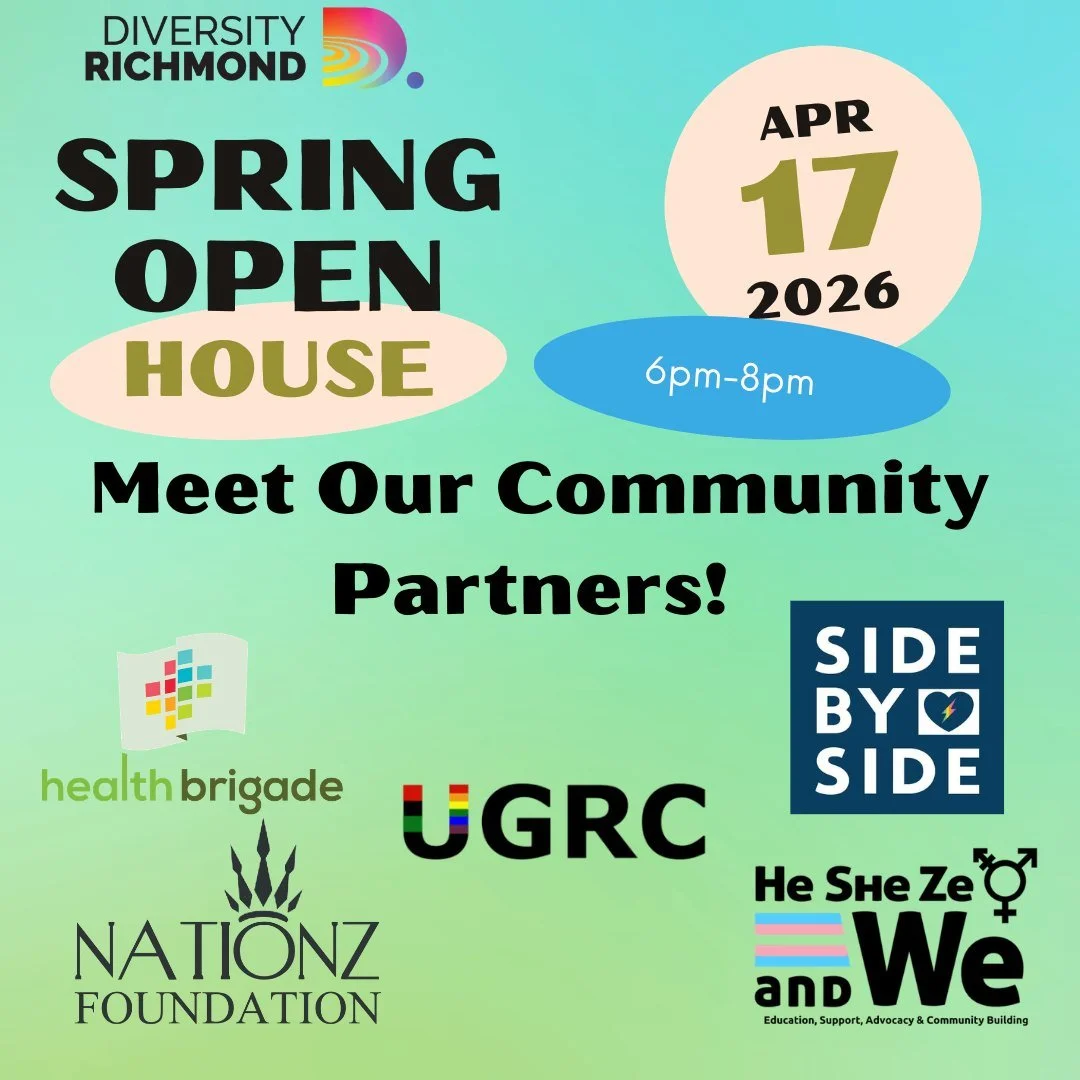 We are so excited to have our community partners join us for our Spring Open House! Come on out this Friday, April 17th, from 6pm-8pm and say hi to these incredible organizations doing important work for the LGBTQ+ Community of Richmond! 

@healthbri